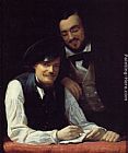 Franz Xavier Winterhalter Canvas Paintings - Self Portrait of the Artist with his Brother, Hermann